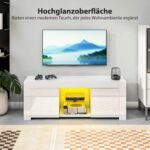 TV spintelė su RGB LED apšvietimu, durelėmis ir atviromis lentynomis