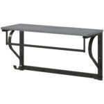 Industrinio stiliaus sieninė drabužių kabykla su lentyna, pakabinamu strypu ir 5 kabliais