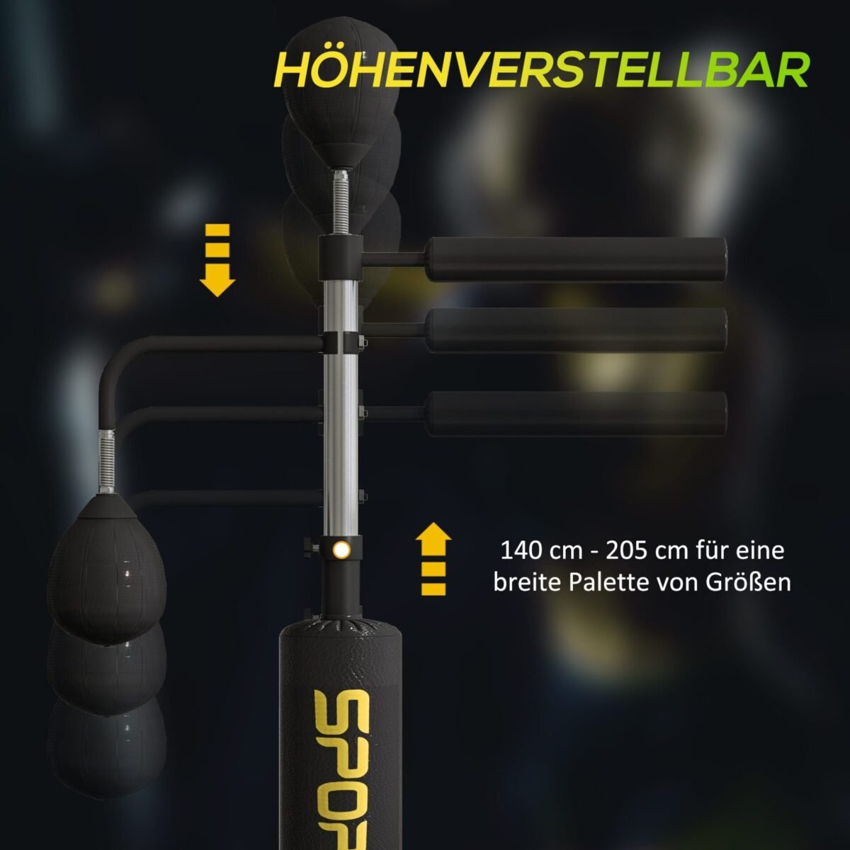 Stovimas daugiafunkcis bokso treniruoklis reguliuojamu aukščiu