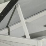 Tvirtas medinis triušių namelis su pakeliamu stogu