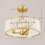 Liustrinis lubų šviestuvas su krištoliniu gaubtu