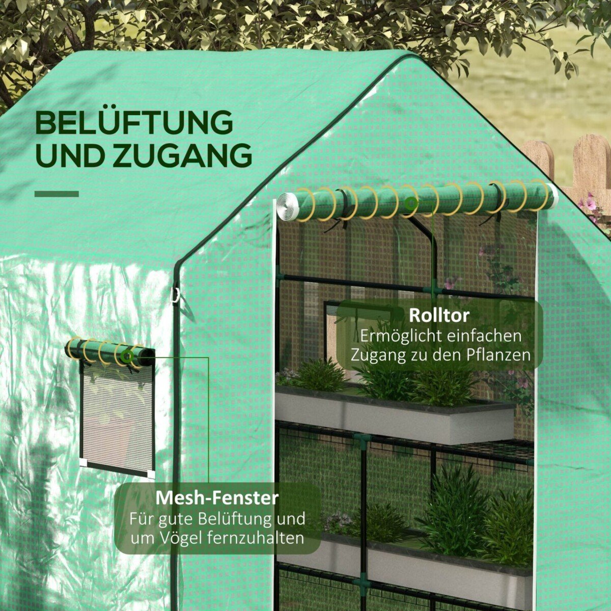 Atsarginis šiltnamio dangtis su ritininėmis durimis ir langais