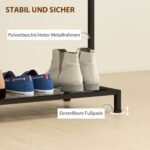 Pastatoma prieškambario kabykla su batų lentyna ir apsauga nuo apvirtimo