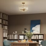 Liustrinis lubų šviestuvas su krištoliniu gaubtu