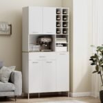 Virtuvės spinta su vyno lentyna ir atviromis lentynomis