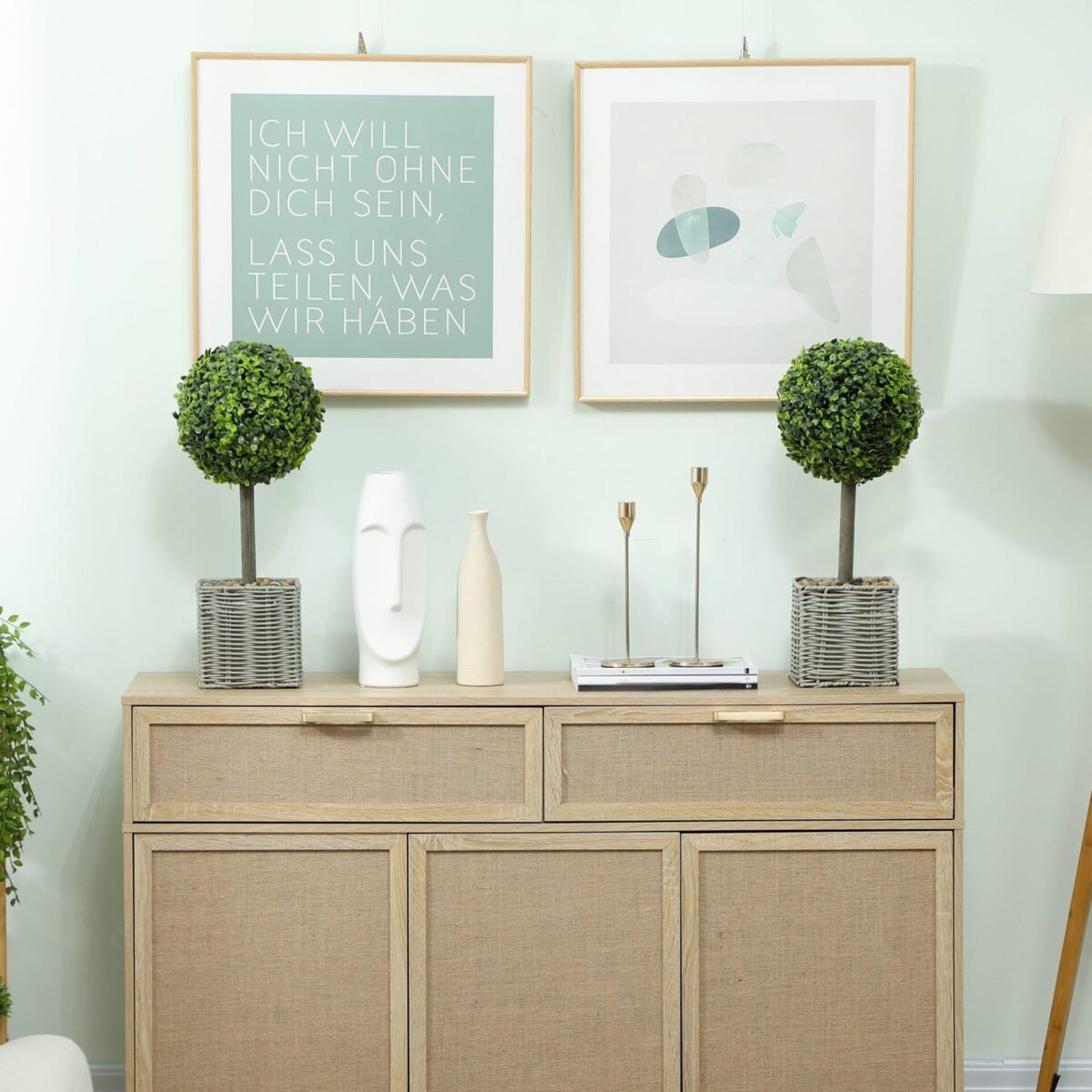 Dviejų dalių dirbtinių augalų rinkinys, atsparus UV spinduliams, lauko ir vidaus erdvėms