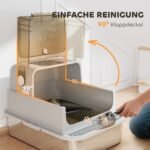 XXL nerūdijančio plieno katės tualetas su atverčiamu dangčiu ir kastuvėliu