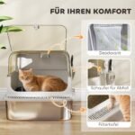 XXL nerūdijančio plieno katės tualetas su atverčiamu dangčiu ir kastuvėliu