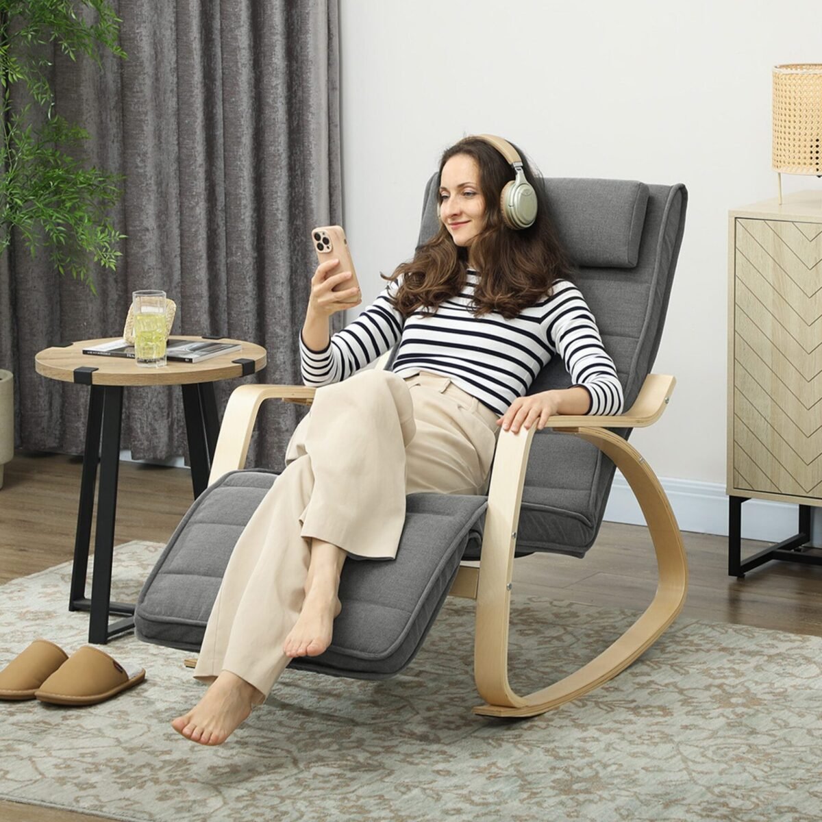 Masažinis supamasis krėslas su šildomu juosmeniu