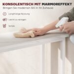 Siauras konsolinis staliukas su marmuro imitacijos stalviršiu