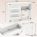 Sulankstomas siuvimo ir rankdarbių stalas su integruota įkrovimo stotele (Balta)