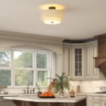 Lubinis šviestuvas su dvigubais lininiais gaubtais