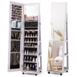 Kompaktiška papuošalų spintelė su veidrodžiu ir LED apšvietimu (Violetinė)