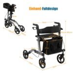 Sulankstomas aliuminio vaikštynė su reguliuojamu aukščiu ir rankena (Pilka)