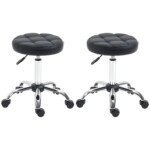 Reguliuojamo aukščio profesionali kėdutė su ratukais ir pasukama sėdyne 2 vnt.