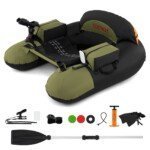 Pripučiamas žvejybinis laivelis su reguliuojamu meškerės laikikliu (Žalia)