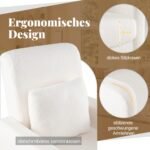 Komfortiška svetainės kėdė su juosmens atrama ir medinėmis kojomis iki 150 kg (Smėlio)