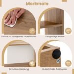 Konveksus 3 lentynų knygų lentyna su apsauga nuo apvirtimo (Natūrali)