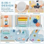 Medinis lavinimo vežimėlis su 8 veiklomis (Mėlyna)