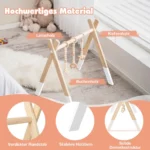 Medinis kūdikio sporto stovas su trimis pakabinamais žaisliukais (Natūrali)