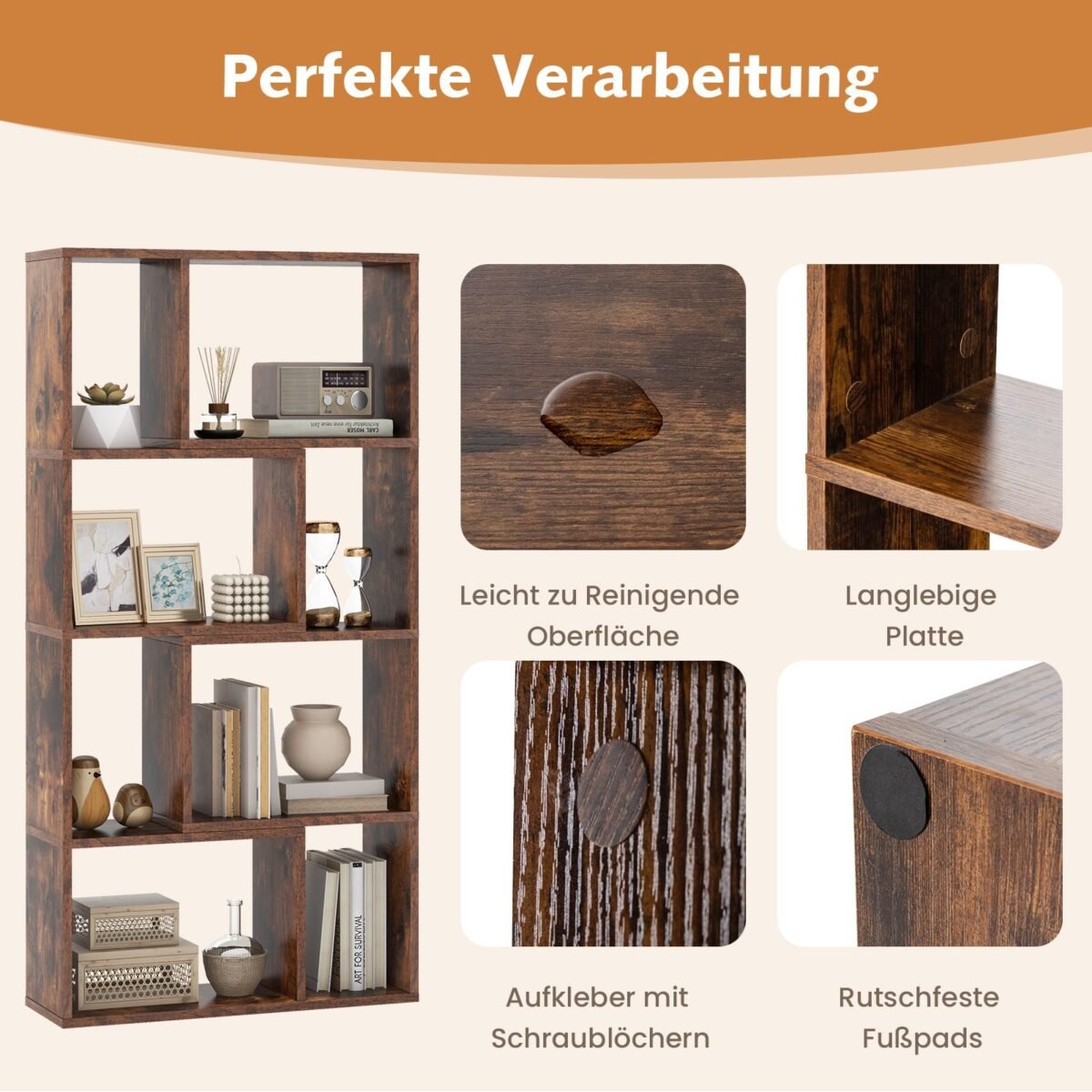 Daugiafunkcis 8 skyrių lentynų modulis (Ruda)