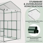 Praeinamas šiltnamis su 4 lentynomis ir 8 padėklais (Permatoma)