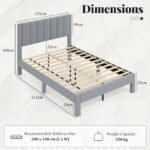 Minkštas dvigulės lovos rėmas 200x140 cm medžio masyvo kojelės pilkos spalvos (Pilka)