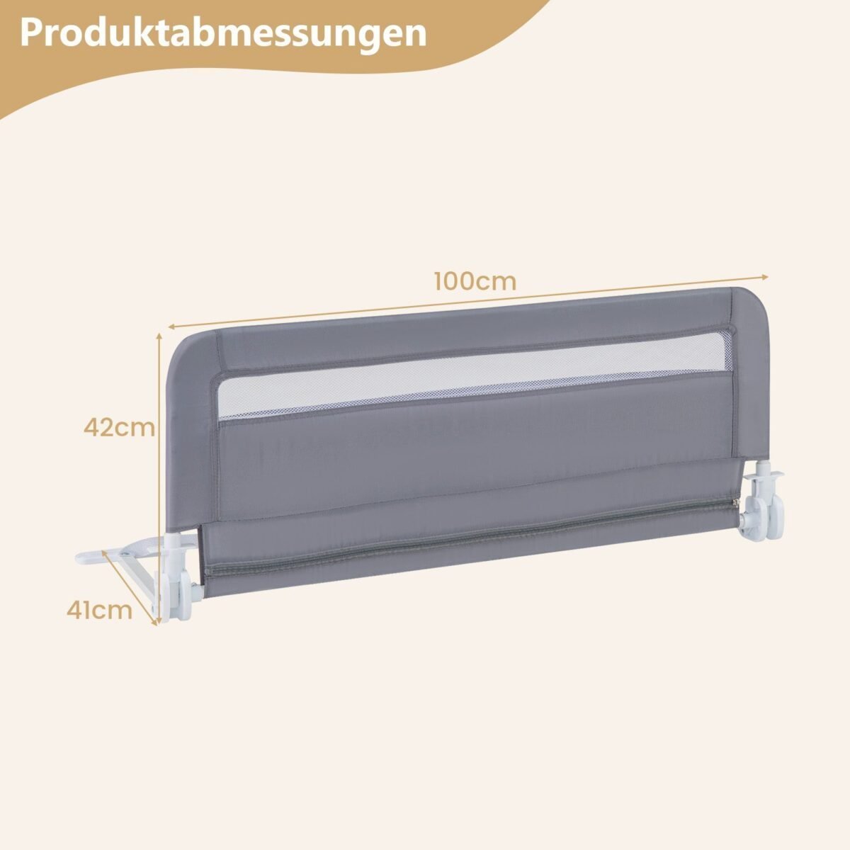 Saugos lovos apsaugas suaugusiems 100 cm sulankstomas (Pilka)