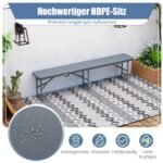 Sulenkiama plastikinė suoliuko ir stalo kombinacija 180 cm 600 kg (Pilka)