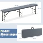 Sulenkiama plastikinė suoliuko ir stalo kombinacija 180 cm 600 kg (Pilka)