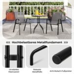 3 dalių lauko bistro komplektas apvaliu stalviršiu ir 2 sulankstomomis kėdėmis (Pilka)