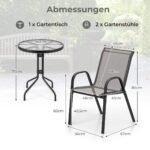 3 dalių lauko bistro komplektas apvaliu stalviršiu ir 2 sulankstomomis kėdėmis (Pilka)