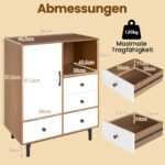 Moderni komoda su 4 stalčiais ir atviromis lentynomis (Natūrali)