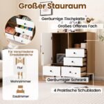 Moderni komoda su 4 stalčiais ir atviromis lentynomis (Natūrali)