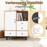 Moderni komoda su 4 stalčiais ir atviromis lentynomis (Natūrali)