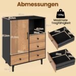 Moderni 4 stalčių komoda (Juoda)