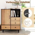 Moderni 4 stalčių komoda (Juoda)