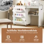 Sulankstomas siuvimo ir rankdarbių stalas su integruota įkrovimo stotele (Balta)