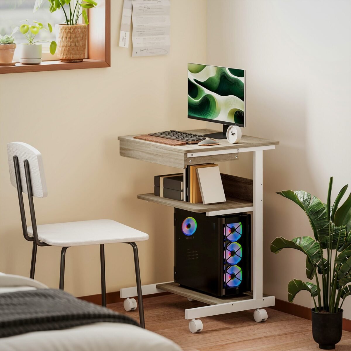 Mobilus rašomasis stalas su stalčiumi ir lentynomis