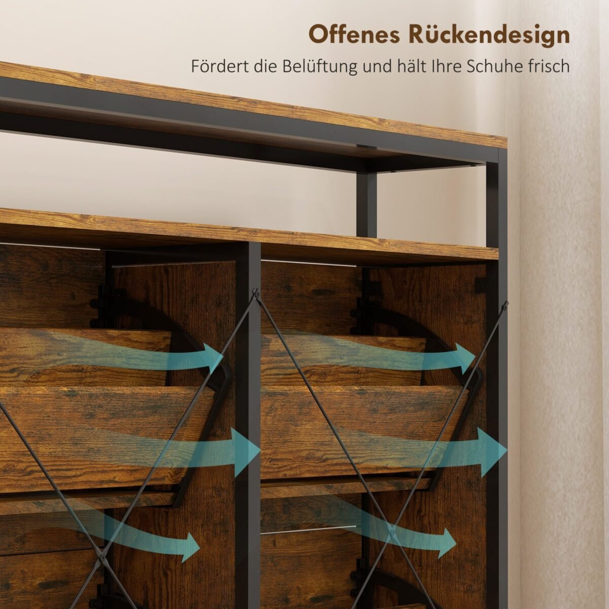 Siaura batų spintelė su 4 atlenkiamais stalčiais