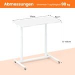 Reguliuojamo aukščio C formos stalas su ratukais (Balta)