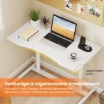 Reguliuojamo aukščio C formos stalas su ratukais (Balta)