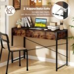 Kompaktiškas rašomasis stalas su dviem stalčiais (Rustikalios rudos)