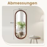 Ovalus sieninis veidrodis su mediniu rėmu 110 x 45 cm (Ruso medžio)