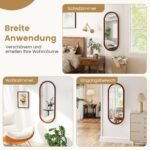 Ovalus sieninis veidrodis su mediniu rėmu 110 x 45 cm (Ruso medžio)