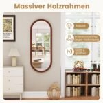 Ovalus sieninis veidrodis su mediniu rėmu 110 x 45 cm (Ruso medžio)