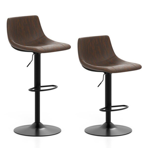 Aukščio reguliavimo sukamos baro kėdžių komplektai su atlošu ir atramine koja (Ruda)