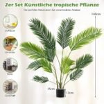 Dirbtinė Areca palmė 140 cm rinkinys iš 2 vnt (Žalia)