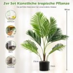 Dirbtinė palmių medelė 90 cm su lapais (Žalia)