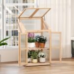 Dviaukštis medinis šiltnamis su polikarbonato plokštėmis (Natūrali)